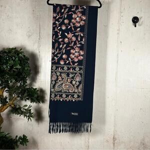 Cashmere embroidered floral scarf wrap ruana‎